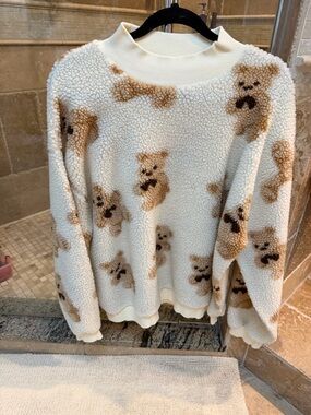 Smitn Bebe Cozy Teddy Sherpa Pullover - Cream & Brown